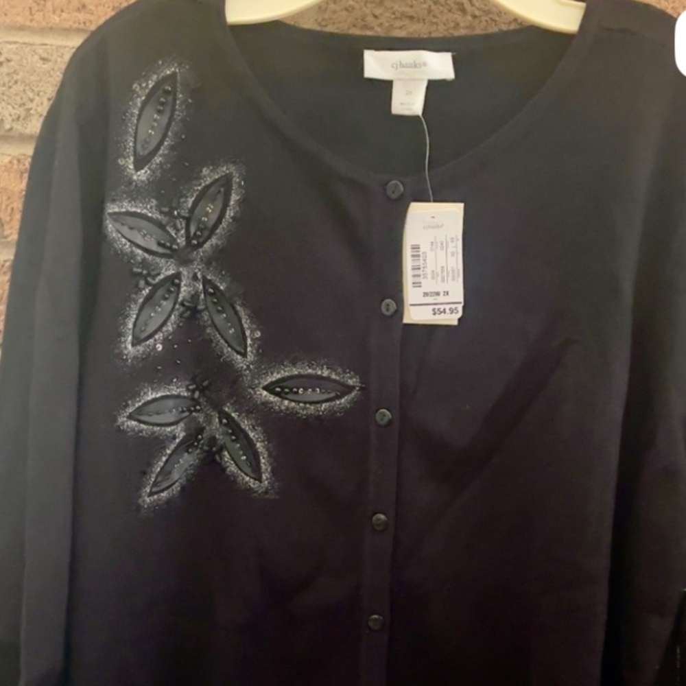 CJ Banks Black Knit Top - Picture 2 of 5